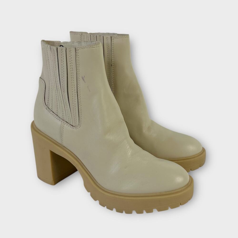 Dolce Vita Caster H2O Ivory Leather Platform Ankle Boots Size 9.5